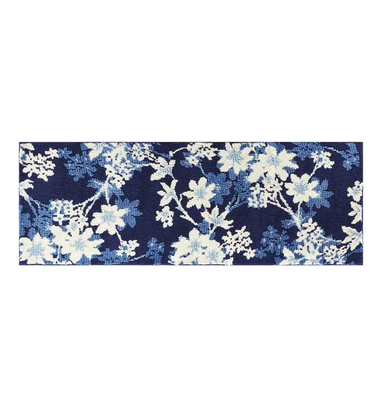 Ryan Quick Dry Polyester Bath Mat Blue and Cream