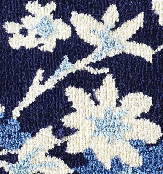Ryan Quick Dry Polyester Bath Mat Blue and Cream