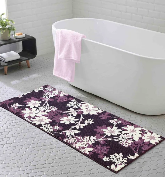 Ryan Quick Dry Polyester Bath Mat Mauve Cream