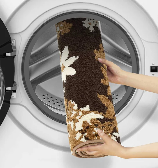 Ryan Quick Dry Polyester Bath Mat Brown Cream