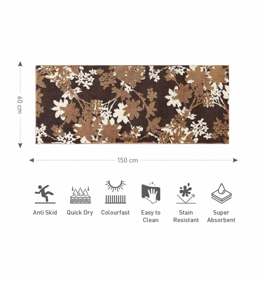 Ryan Quick Dry Polyester Bath Mat Brown Cream
