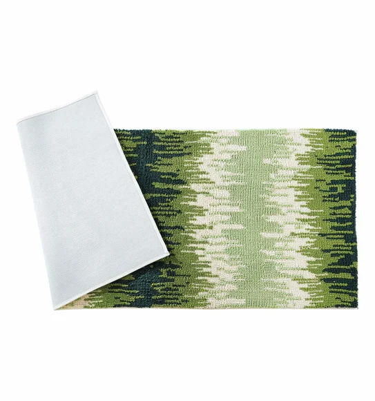 Ryan Quick Dry Polyester Bath Mat Green and Cream