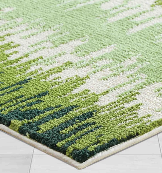 Ryan Quick Dry Polyester Bath Mat Green and Cream