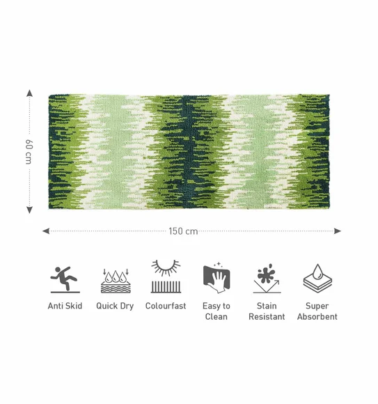 Ryan Quick Dry Polyester Bath Mat Green and Cream