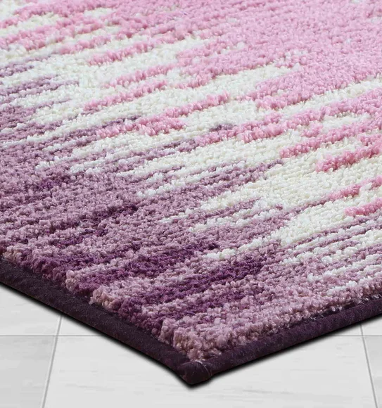 Ryan Quick Dry Polyester Bath Mat Mauve and Cream