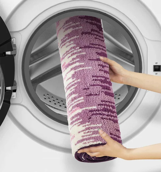 Ryan Quick Dry Polyester Bath Mat Mauve and Cream