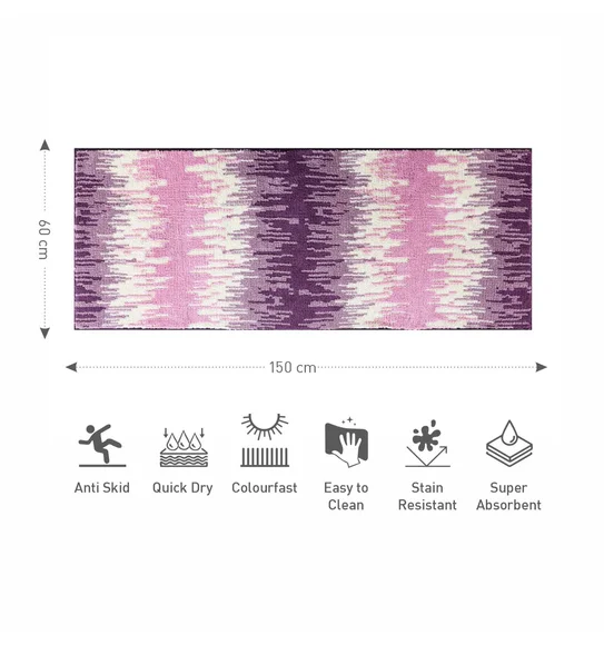 Ryan Quick Dry Polyester Bath Mat Mauve and Cream