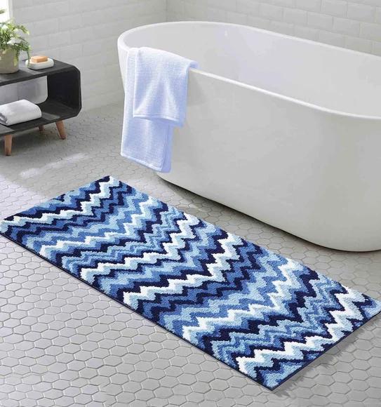 Ryan Quick Dry Polyester Bath Mat L.Blue and D.Blue