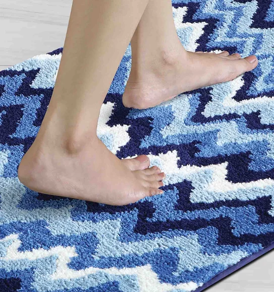 Ryan Quick Dry Polyester Bath Mat L.Blue and D.Blue