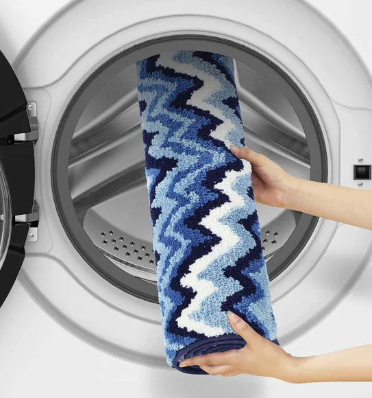 Ryan Quick Dry Polyester Bath Mat L.Blue and D.Blue
