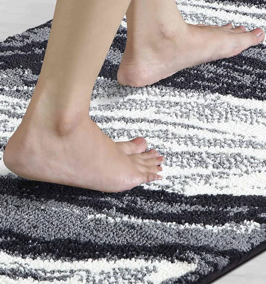 Ryan Quick Dry Polyester Bath Mat L.Grey and Cream