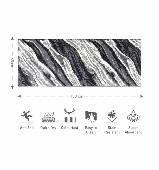 Ryan Quick Dry Polyester Bath Mat L.Grey and Cream