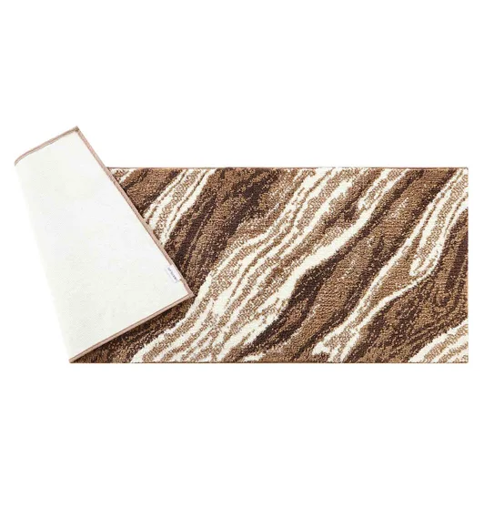 Ryan Quick Dry Polyester Bath Mat Brown and Cream