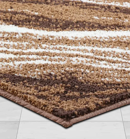 Ryan Quick Dry Polyester Bath Mat Brown and Cream