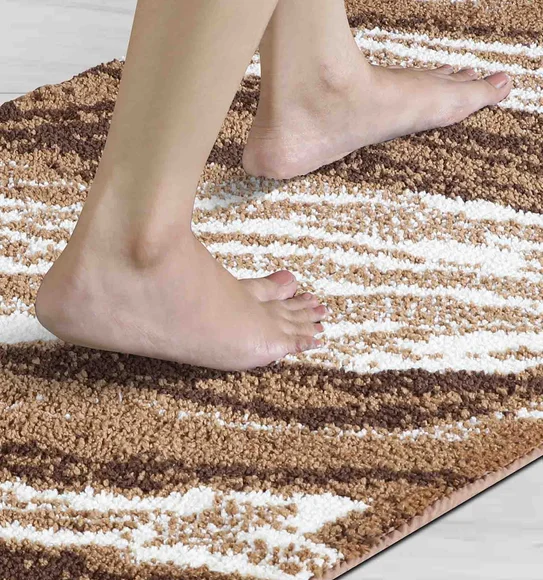 Ryan Quick Dry Polyester Bath Mat Brown and Cream