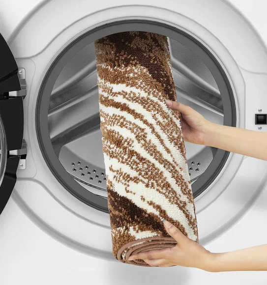 Ryan Quick Dry Polyester Bath Mat Brown and Cream