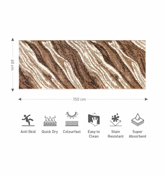 Ryan Quick Dry Polyester Bath Mat Brown and Cream