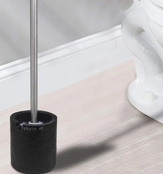 Alvina Polyresin Toiletbrush Holder Black Marble