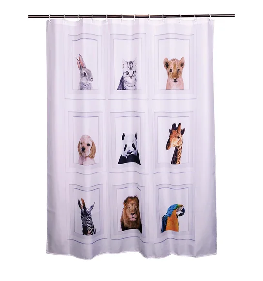 Glam Water Repellent Polyester Shower Curtain Brown White