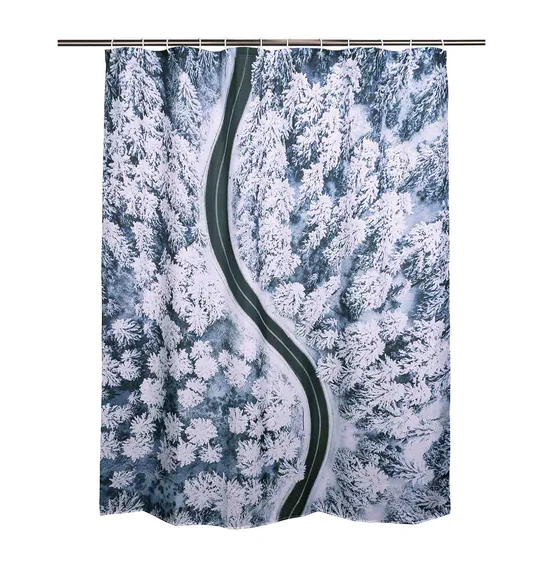 Glam Water Repellent Polyester Shower Curtain Blue