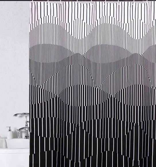 Glam Water Repellent Polyester Shower Curtain Black