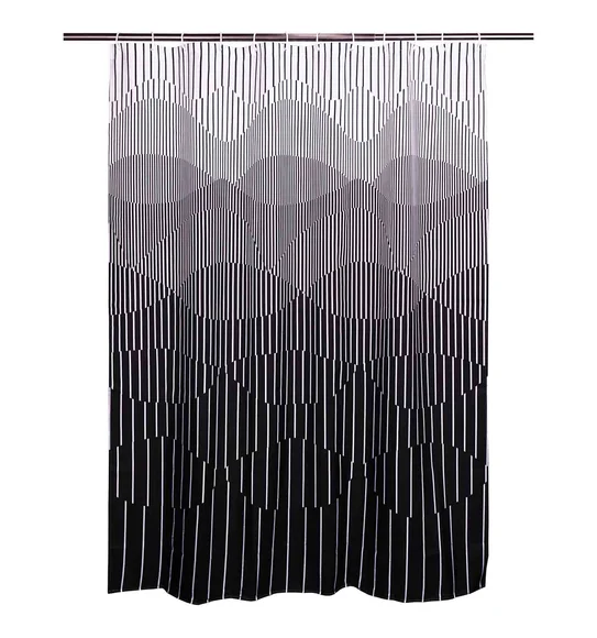 Glam Water Repellent Polyester Shower Curtain Black