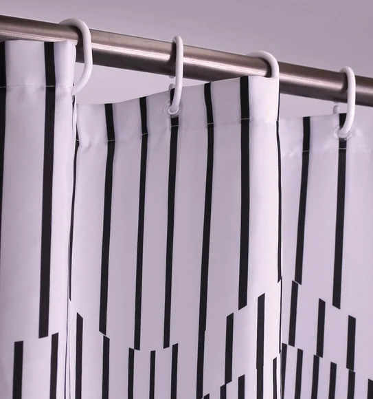 Glam Water Repellent Polyester Shower Curtain Black