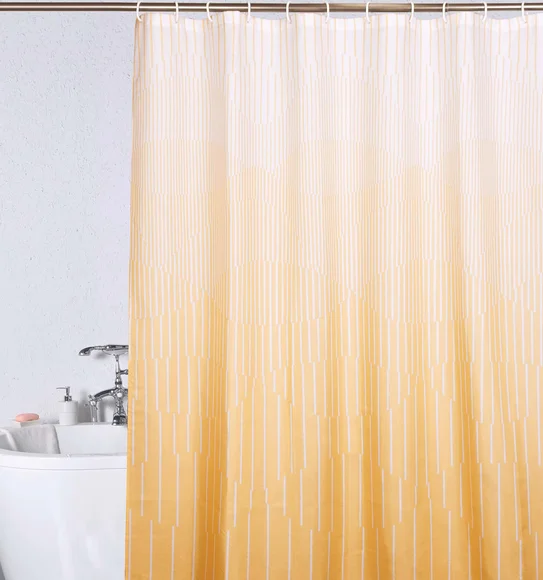 Glam Water Repellent Polyester Shower Curtain Yellow