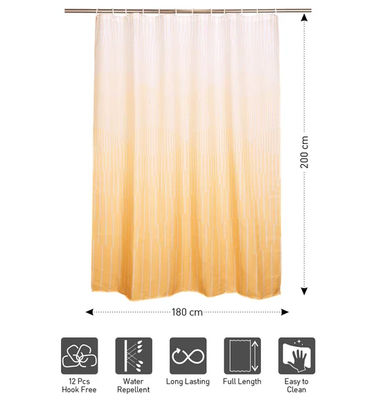 Glam Water Repellent Polyester Shower Curtain Yellow