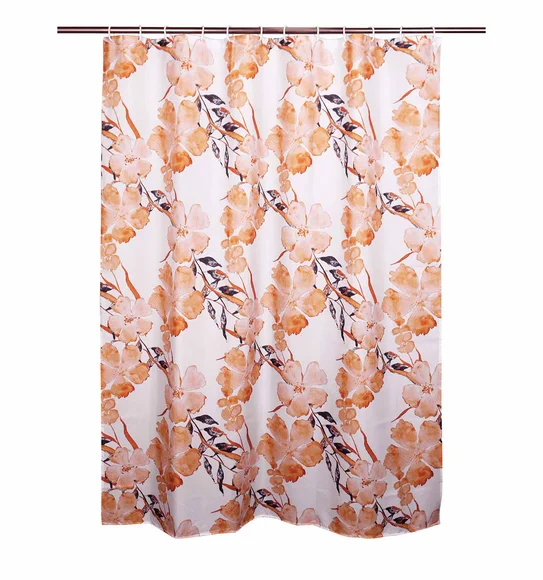 Glam Water Repellent Polyester Shower Curtain Yellow White