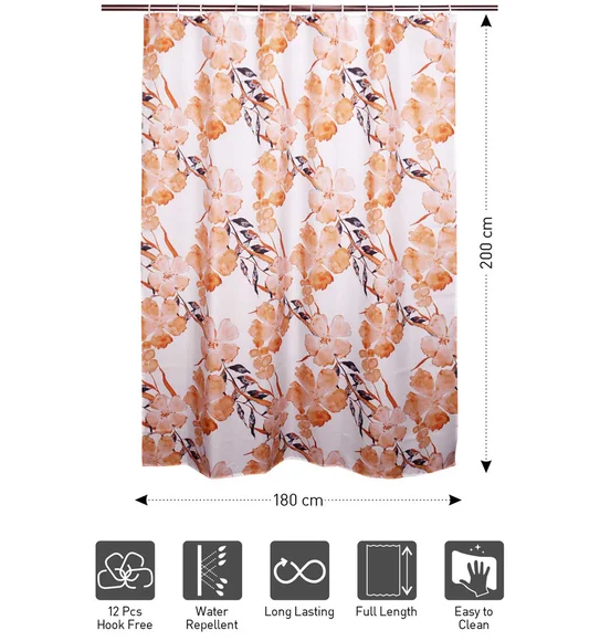 Glam Water Repellent Polyester Shower Curtain Yellow White
