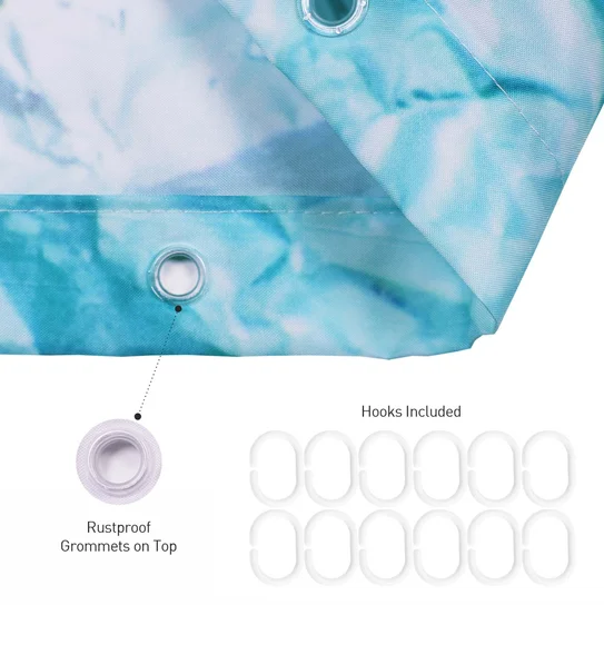 Glam Water Repellent Polyester Shower Curtain Blue Pink