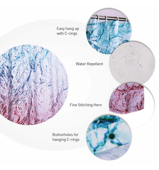 Glam Water Repellent Polyester Shower Curtain Blue Pink