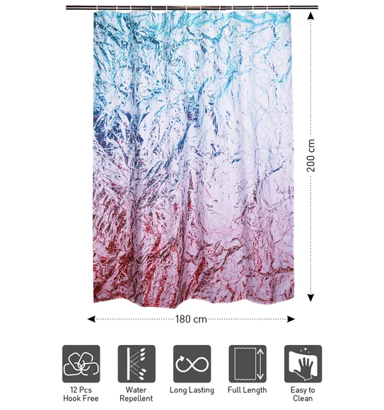 Glam Water Repellent Polyester Shower Curtain Blue Pink