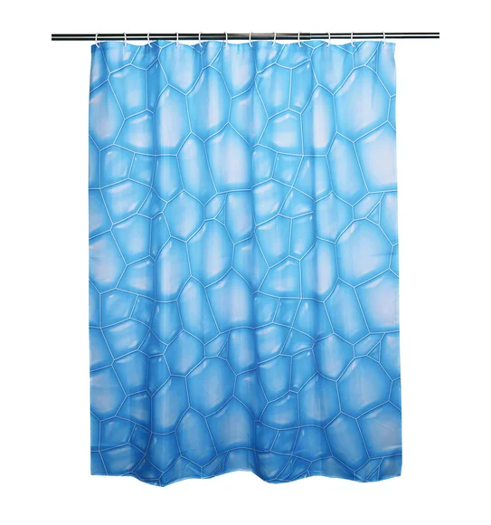 Glam Water Repellent Polyester Shower Curtain Blue White
