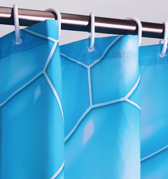 Glam Water Repellent Polyester Shower Curtain Blue White