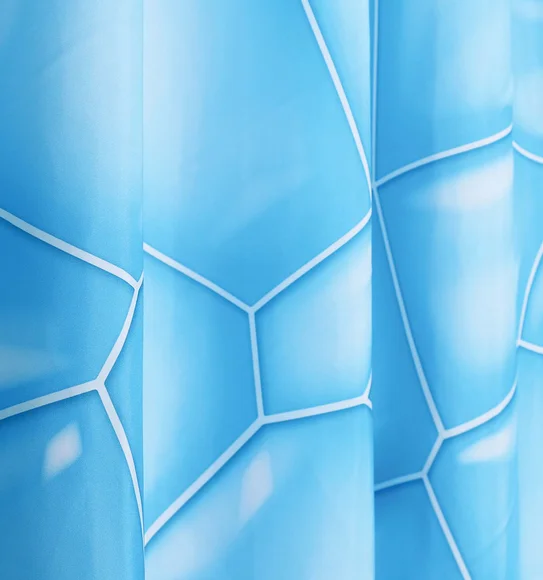 Glam Water Repellent Polyester Shower Curtain Blue White