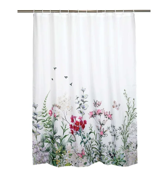Glam Water Repellent Polyester Shower Curtain Pink