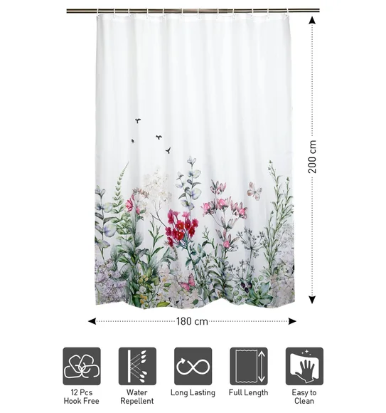 Glam Water Repellent Polyester Shower Curtain Pink