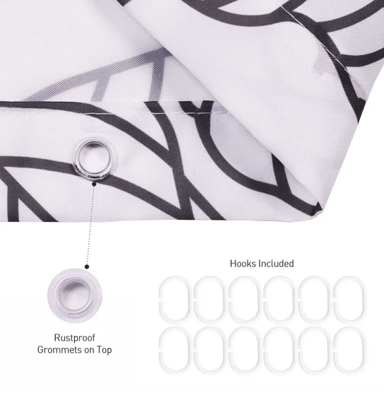 Glam Water Repellent Polyester Shower Curtain D Grey