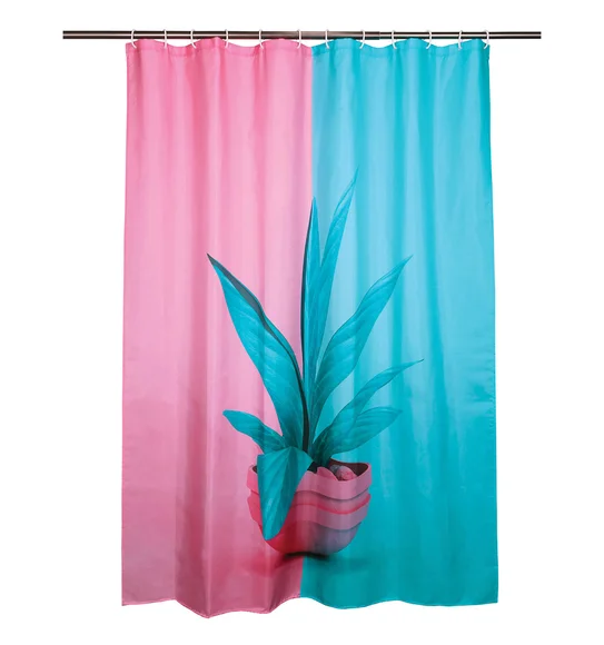 Glam Water Repellent Polyester Shower Curtain Pink Blue