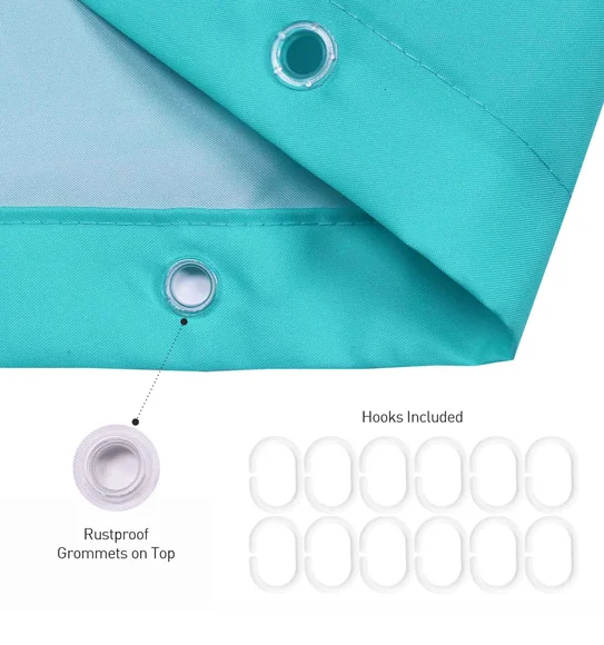 Glam Water Repellent Polyester Shower Curtain Pink Blue