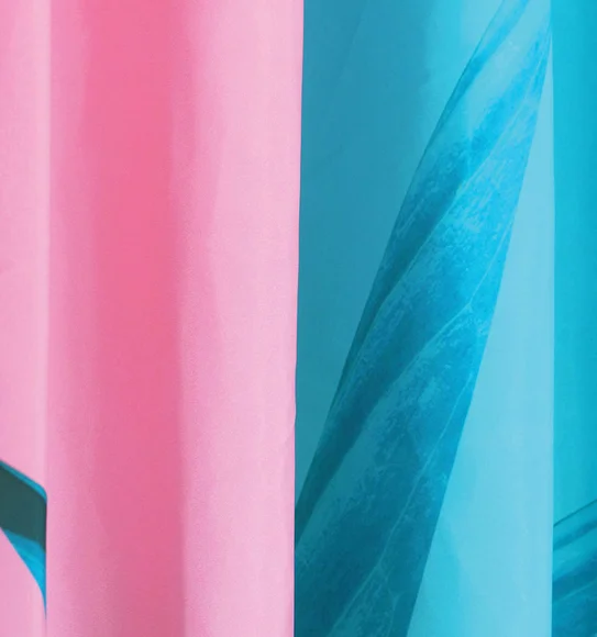 Glam Water Repellent Polyester Shower Curtain Pink Blue
