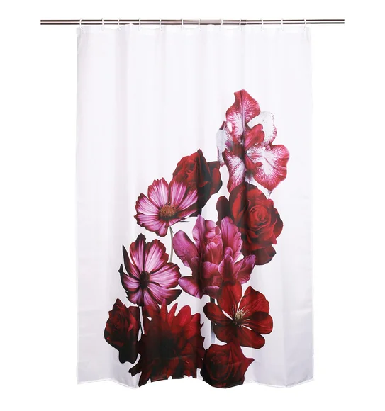 Glam Water Repellent Polyester Shower Curtain Red