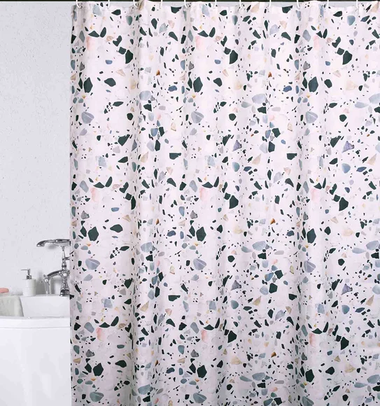 Glam Water Repellent Polyester Shower Curtain White