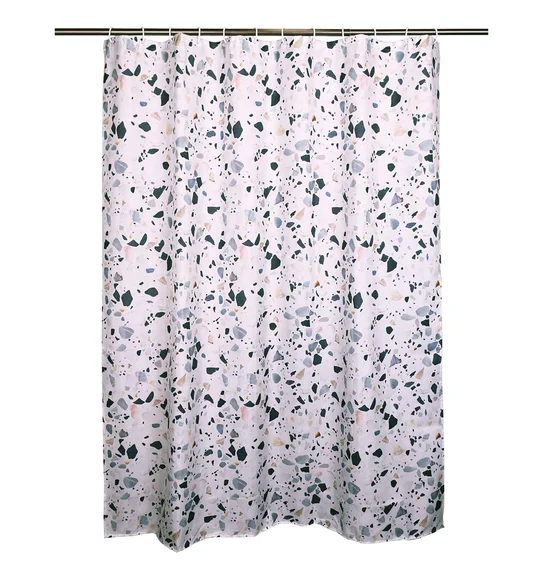 Glam Water Repellent Polyester Shower Curtain White