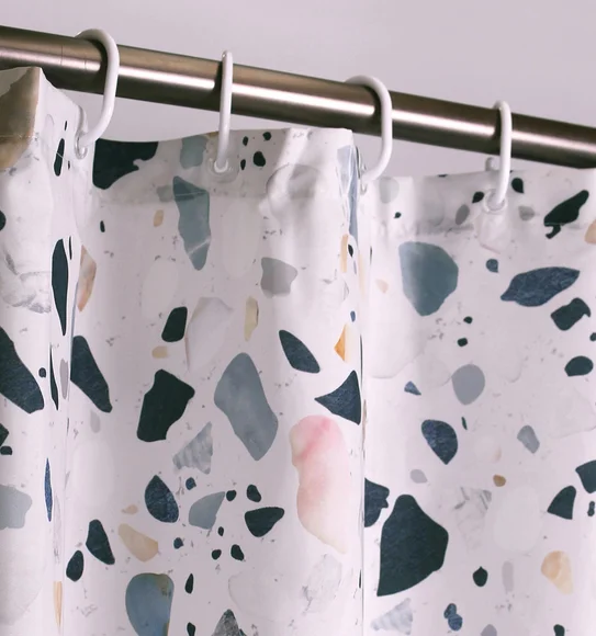 Glam Water Repellent Polyester Shower Curtain White