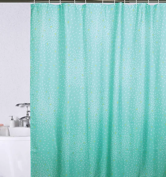 Glam Water Repellent Polyester Shower Curtain Aqua