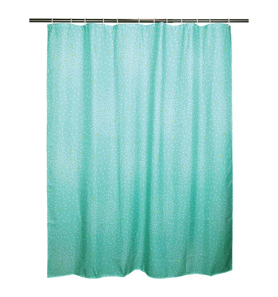 Glam Water Repellent Polyester Shower Curtain Aqua