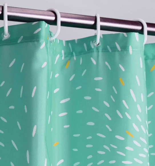 Glam Water Repellent Polyester Shower Curtain Aqua